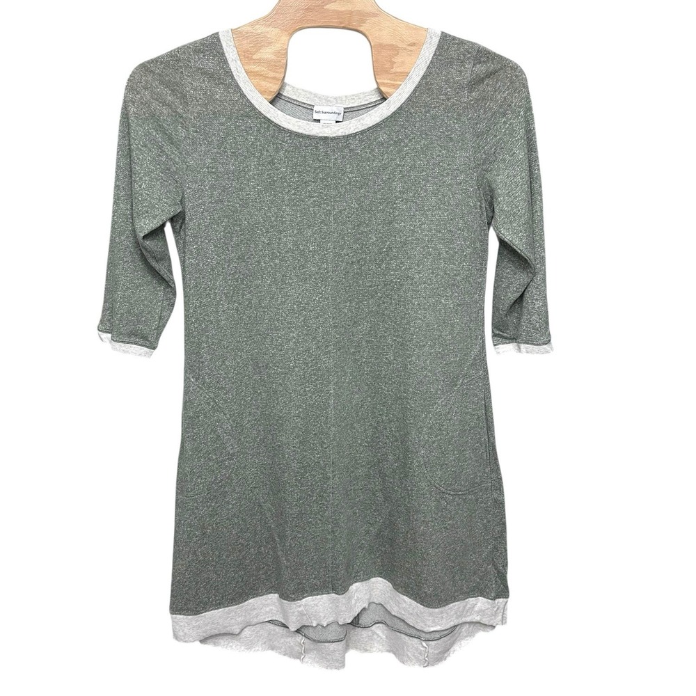 Soft‎ Surroundings Sweatshirt Dress Tunic Heather Green Pockets Size X-Large XL